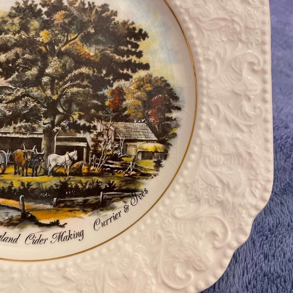 Currier & Ives Autumn in New England Cider Making Plate / Lord‎ Nelson Pottery - Picture 3 of 5